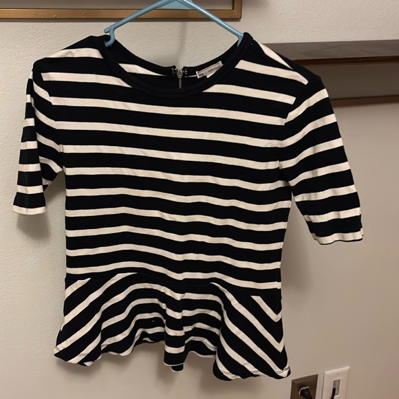 Women’s gap black and white stripped peplum top - Picture 1 of 3